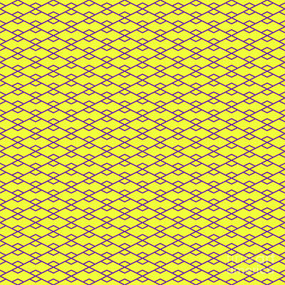 Royalty-Free and Rights-Managed Images - Light Diamond Grid With Double Inset Pattern in Sunny Yellow And Iris Purple n.2255 by Holy Rock Design
