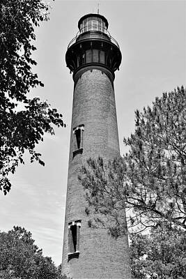 A Tribe Called Beach - Lighthouse In Black And White by Karen Largent