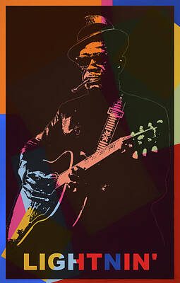 Recently Sold - Musicians Mixed Media Rights Managed Images - Lightnin Hopkins Tribute Royalty-Free Image by Dan Sproul