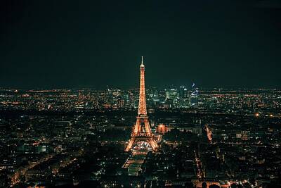 Paris Skyline Photos - Lights Dress - Eiffel Tower at night - Eiffel Tower, Paris, France by Julien
