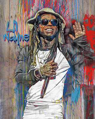Musician Mixed Media Rights Managed Images - Lil Wayne Royalty-Free Image by Mal Bray