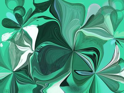 Lilies Digital Art - Lilies in Green by Eileen Backman