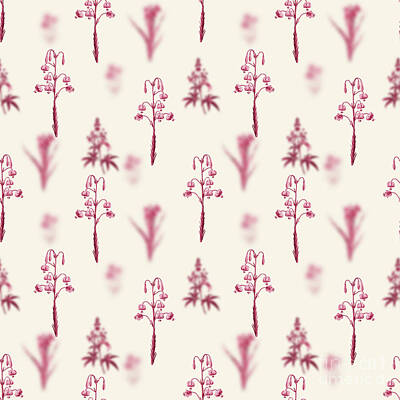 Food And Beverage Mixed Media Rights Managed Images - Lilium Pyrenaicum Botanical Seamless Pattern in Viva Magenta n.0769 Royalty-Free Image by Holy Rock Design