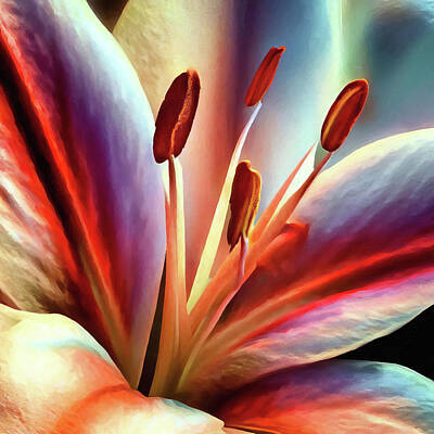 Lilies Digital Art - Lily Flower Macro by Jill Nightingale