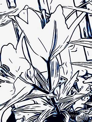 Lilies Digital Art - Lily Flower Sketch Style Art by Douglas Brown