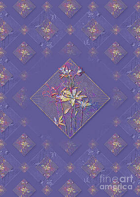 Lilies Mixed Media - Lily of the Incas Geometric Mosaic Pattern in Veri Peri n.0240 by Holy Rock Design