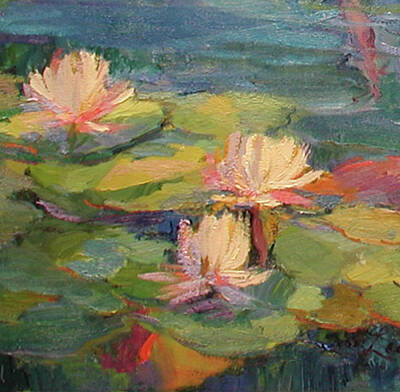 Lilies Painting Royalty Free Images - Lily Pad Royalty-Free Image by Diane Leonard