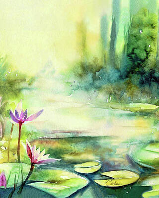 Lilies Digital Art - Lily Poind in Digital Watercolors by Cordia Murphy
