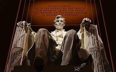 Politicians Digital Art Royalty Free Images - Lincoln Monument Video Painting Royalty-Free Image by David Luebbert