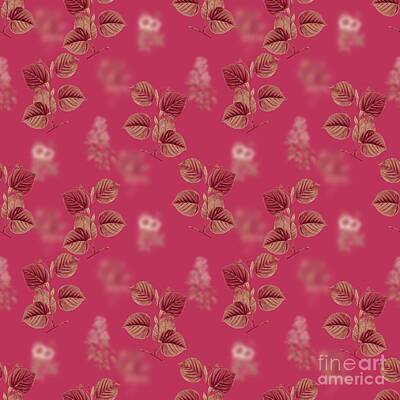 Royalty-Free and Rights-Managed Images - Linden Tree Botanical Seamless Pattern in Viva Magenta n.1410 by Holy Rock Design