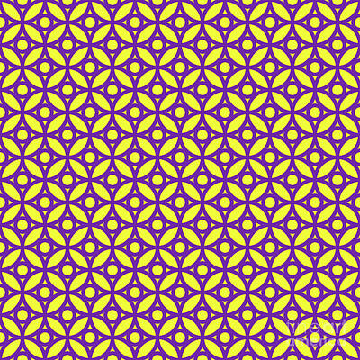 Royalty-Free and Rights-Managed Images - Line Four Leaf With Center Circle In Sunny Yellow And Iris Purple n.2060 by Holy Rock Design