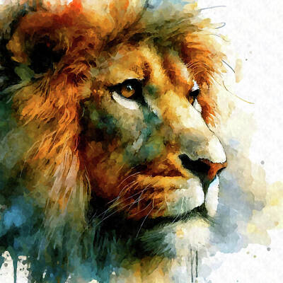 Red White And You Royalty Free Images - Lion 7 Royalty-Free Image by Chris Butler