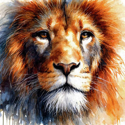 Portraits Paintings - Lion 8 by Chris Butler