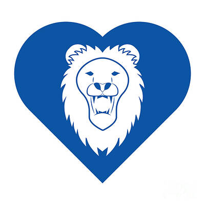 Animals Digital Art - Lion Cares Blue by College Mascot Designs