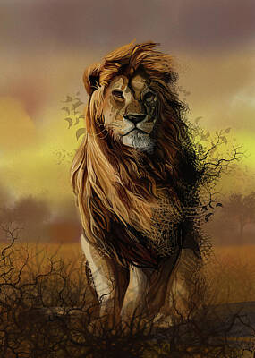 Mammals Digital Art - Lion Proud by Bekim M