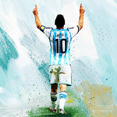 Best Sellers - Athletes Paintings - Lionel Messi 95B2 by Gull G