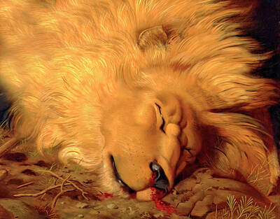 Patriotic Signs - Lions Head detail from Davids First Victory by William Strutt