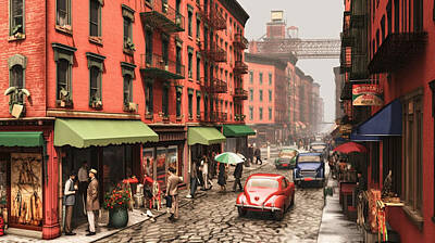 Michael Tompsett Maps - Little  Italy    by Asar Studios by Celestial Images