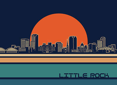 Pediatricians Office - Little Rock skyline retro 3 by Bekim M