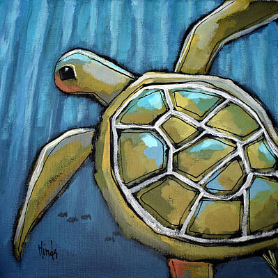 Reptiles Paintings - Little Sea Turtle by David Hinds