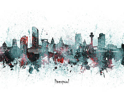 Abstract Skyline Digital Art - Liverpool Skyline Artistic V2 by Bekim M