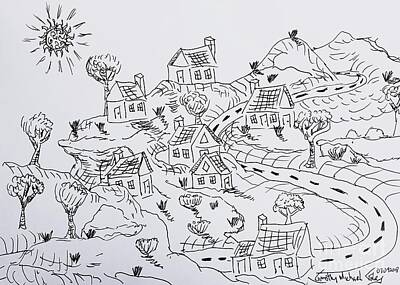 Abstract Landscape Drawings - Living on the Edge by Timothy Foley