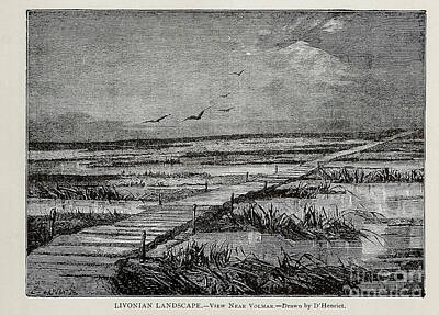 Landscapes Royalty-Free and Rights-Managed Images - LIVONIAN LANDSCAPE, view near VOLMAR ac3 by Historic Illustrations