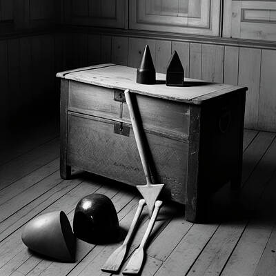 Still Life Digital Art - Locked Chest and Various Wooden Toys by YoPedro