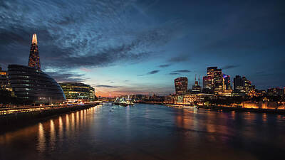 Abstract Airplane Art - London at dusk by Manjik Pictures