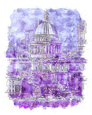 Skylines Paintings - London Cityscape - 17 by AM FineArtPrints