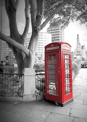 Wild And Wacky Portraits Royalty Free Images - London Phone Booth in Selective Color Royalty-Free Image by Mary Pille