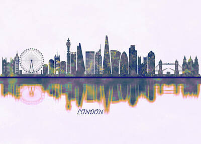 London Skyline Paintings - London Skyline by NextWay Art