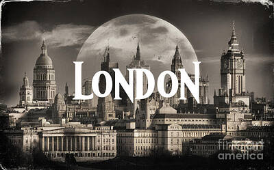 Landmarks Paintings - London Skyline Travel City in England by Cortez Schinner