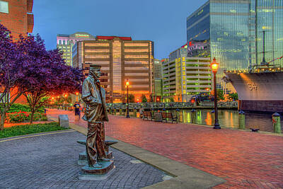 Clouds Royalty Free Images - Lone Sailor Statue Royalty-Free Image by Jerry Gammon