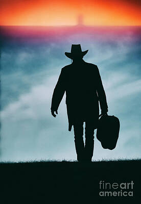 Musicians Photo Royalty Free Images - Lonesome Cowboy into the sunrise Royalty-Free Image by Nina Stavlund