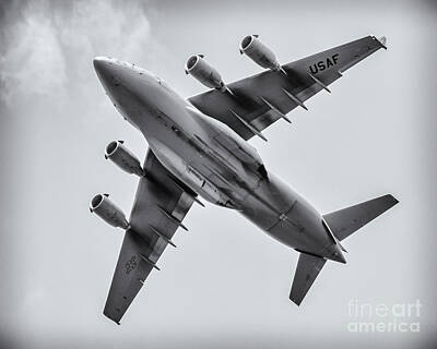 Studio Grafika Typography Royalty Free Images - Looking Up @ A McChord AFB C-17 in Monochrome Royalty-Free Image by Joe Kunzler