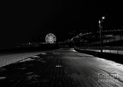 Lipstick Kiss Royalty Free Images - Los Angeles Santa Monica Pier deserted and eerie in the darkness night of the night Royalty-Free Image by Cortez Schinner