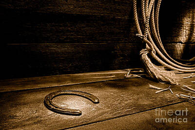 Landmarks Royalty-Free and Rights-Managed Images - Lost Horseshoe - Sepia by American West Legend