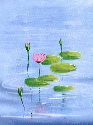 Lilies Mixed Media - Lotus Pond by Masha Batkova