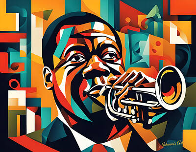 Musicians Digital Art - Louis Armstrong 1 by Johanna