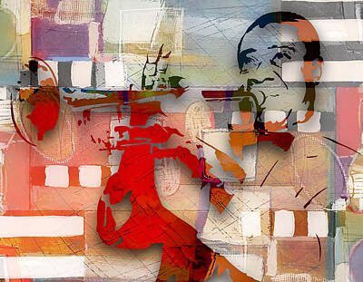 Jazz Mixed Media - Louis Armstrong Jazzed by Marvin Blaine