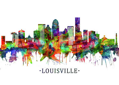 Abstract Skyline Mixed Media - Louisville Kentucky Skyline by NextWay Art