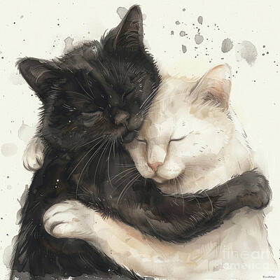 Animals Paintings - Love Kittens by Tina LeCour
