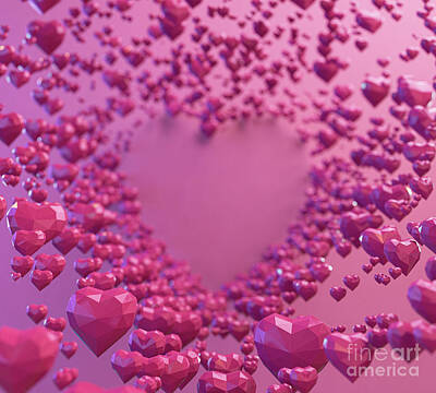 Royalty-Free and Rights-Managed Images - Love Low Poly Hearts by Allan Swart