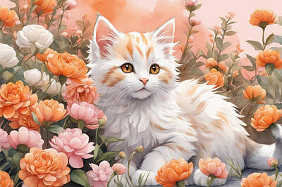 Portraits Digital Art - Lovely kitten  by Manjik Pictures