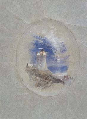 Advertising Archives Rights Managed Images - Lowestoffe Lighthouse 1827 by JMW Turner 1775 1851 Royalty-Free Image by Artistic Rifki