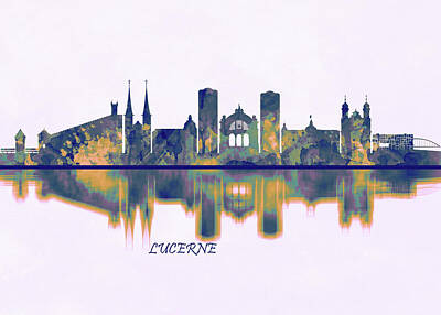 Abstract Skyline Mixed Media - Lucerne Skyline by NextWay Art