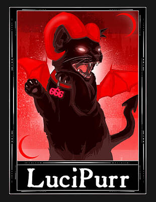 Recently Sold - Mammals Drawings - LuciPurr Tarot by Ludwig Van Bacon