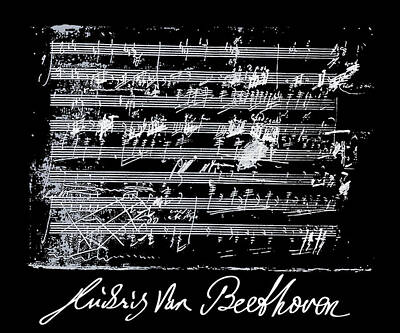 Paintings - Ludwig van Beethoven 5th Symphony Classical Music Hand Written Sheet Music 2 by Tony Rubino