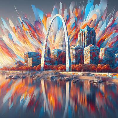 Abstract Skyline Photo Royalty Free Images - Luminous Gateway Royalty-Free Image by Bill and Linda Tiepelman